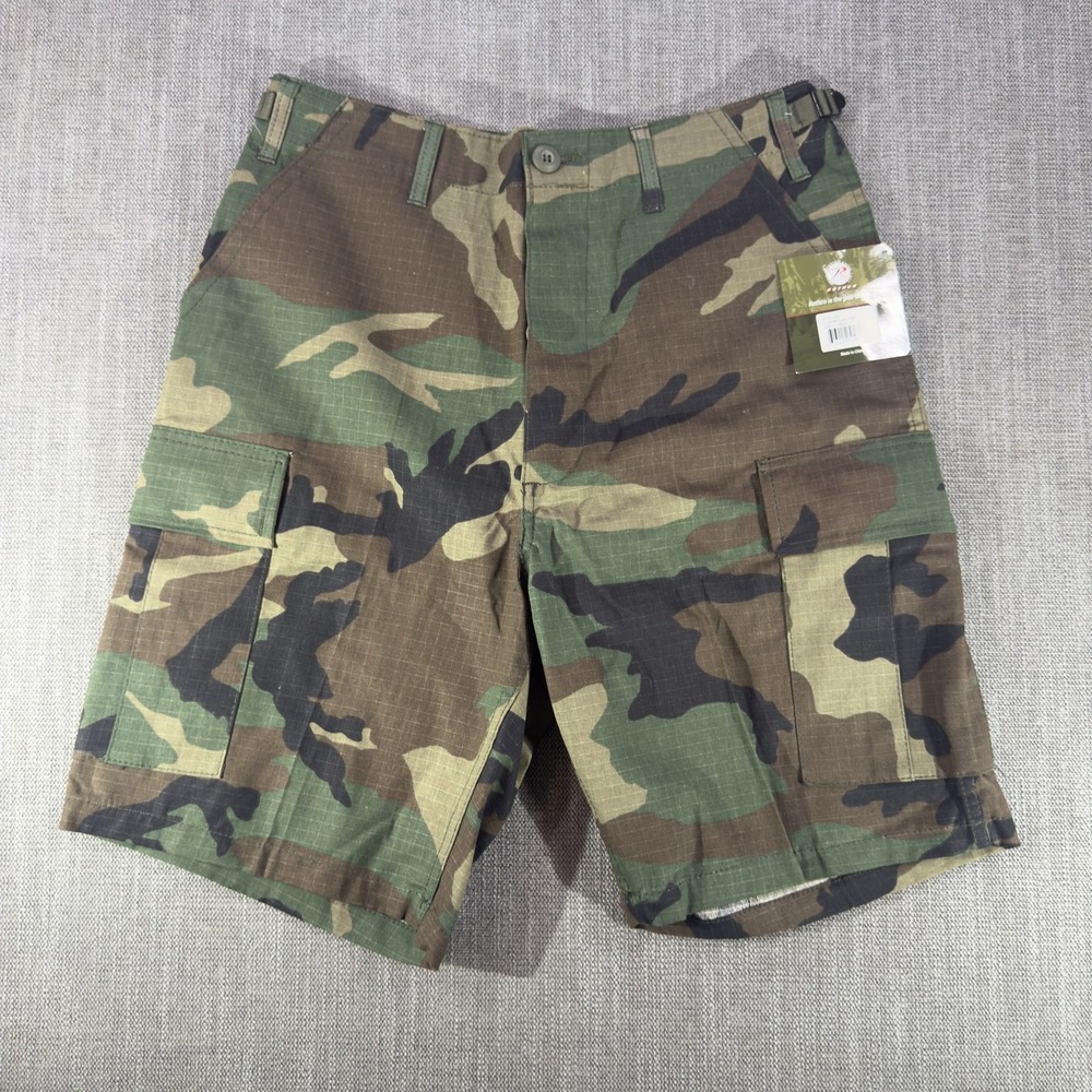 Rothco Shorts Mens Small Multicolor Camo Cargo Adjustable Waist Workwear Outdoor